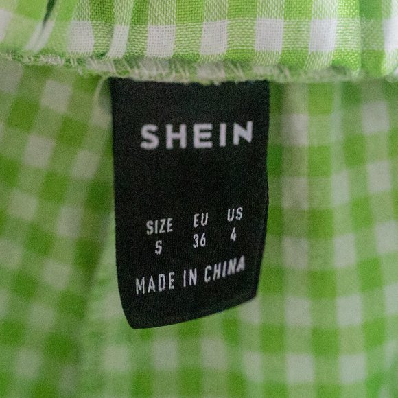 SHEIN Buffalo Plaid Mint Green Shorts Size Small - Picture 2 of 2